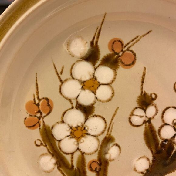 1970's Stoneware Round Platter, Pink White Cherry Blossoms, 8603 Classique, Japa - Picture 4 of 6